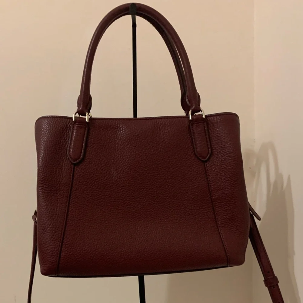 Kate Spade Jackson Pebble Leather Med. Triple Compartment Satchel Cherrywood Red